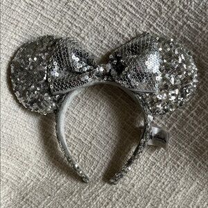 Disney Glittering Silver Minnie Mouse Ears Headband